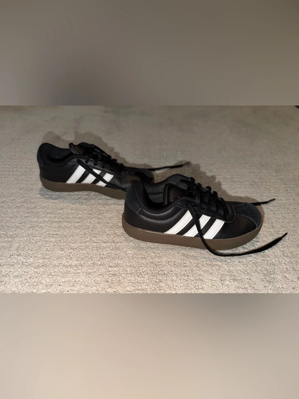 Adidas VL Court 3.0 Kids Black White Gum Sole Sneakers Size 13